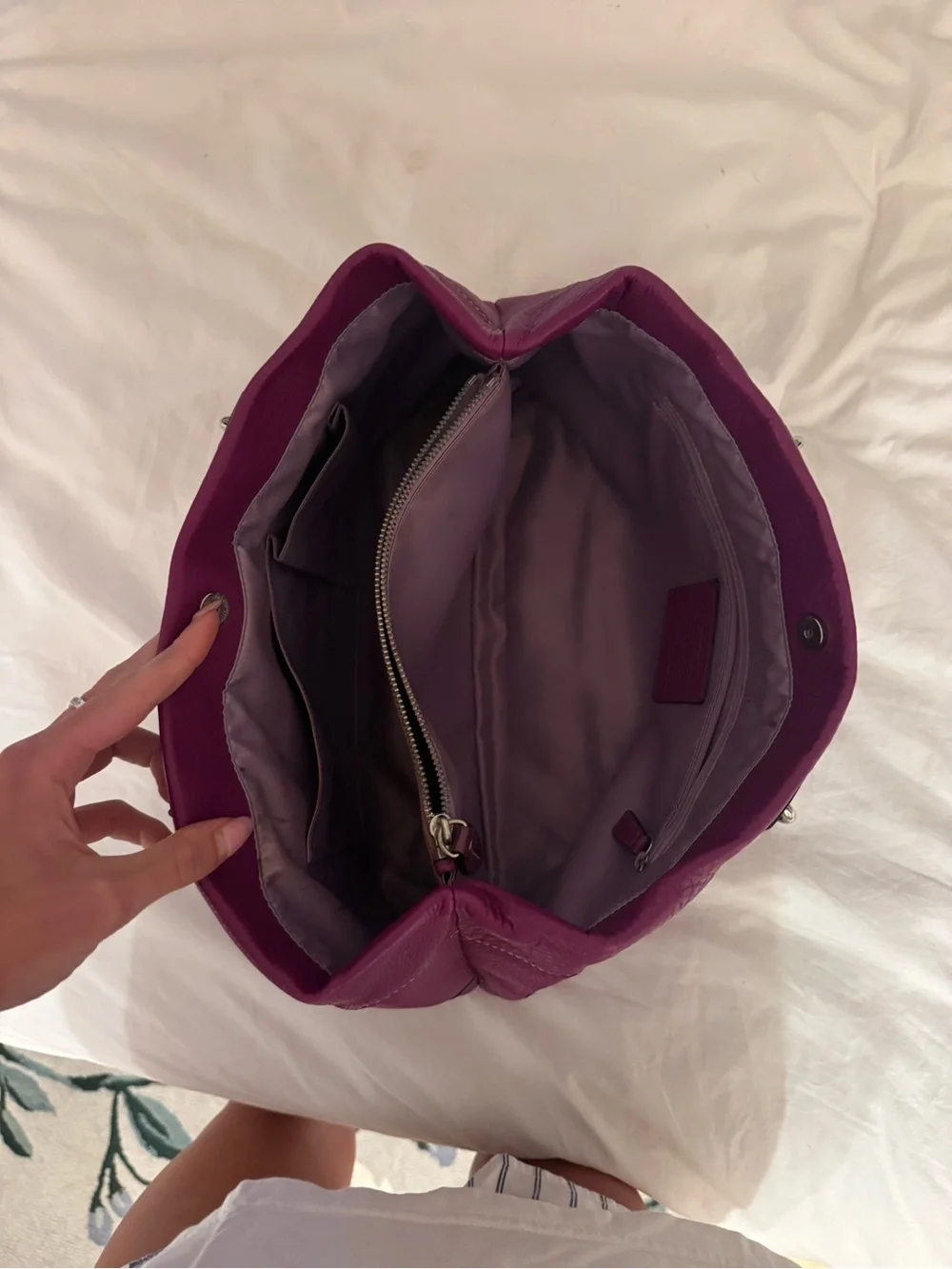 Coach Purple Pebbled Leather Shoulder Bag